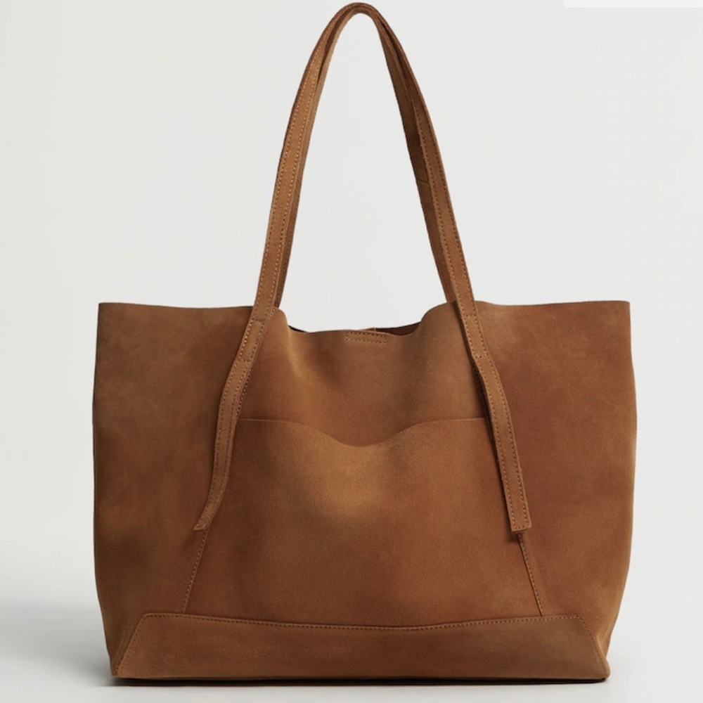 Genuine Leather Tote bag in brown tab color